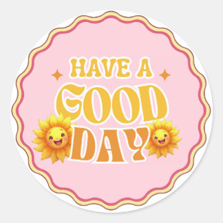 Adesivo Redondo Have a Good Day – Cute Sunshine Flower Sticker