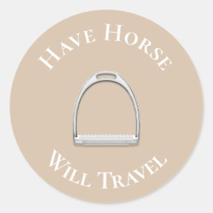 Adesivo Redondo "Have Horse Will Viagem" Inglês Stirrup Beige