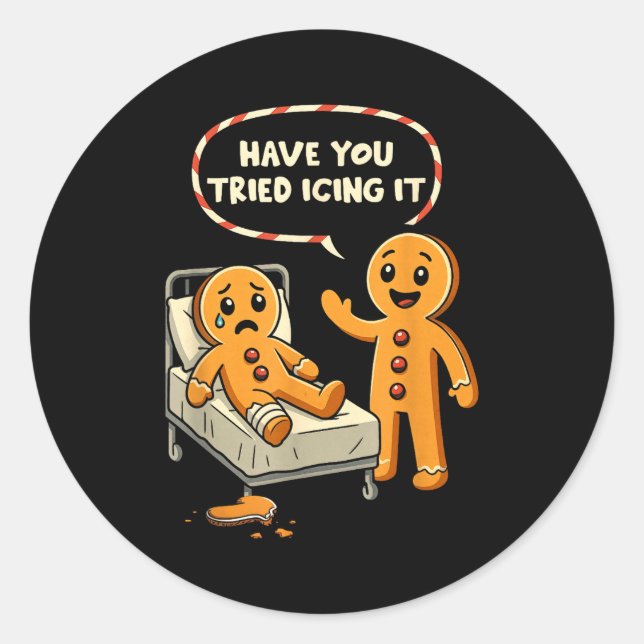 Adesivo Redondo Have You Tried Icing It Gingerbread Nurse Christma (Frente)