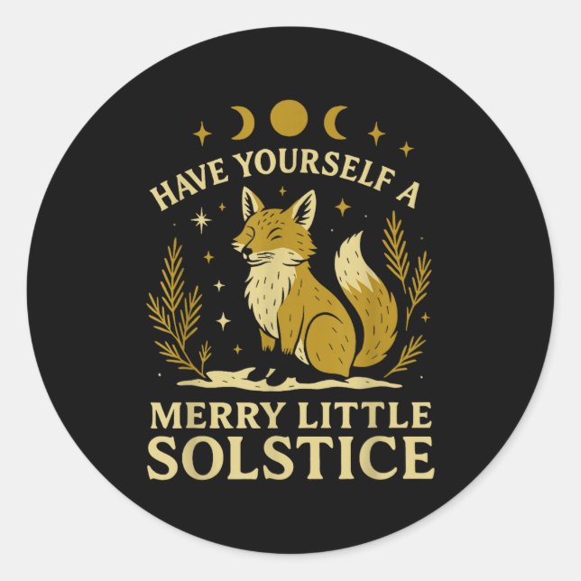 Adesivo Redondo Have Yourself A Merry Little Solstice Fox Mystic  (Frente)