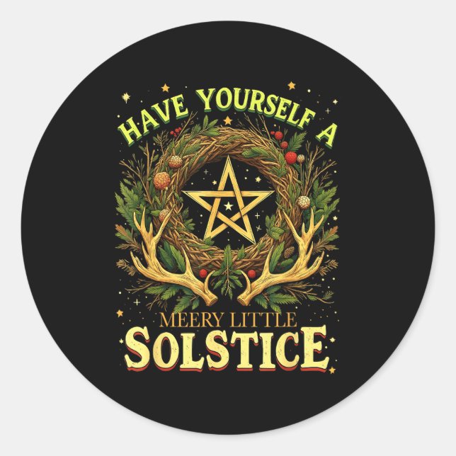 Adesivo Redondo Have Yourself A Merry Little Solstice Quote  (Frente)