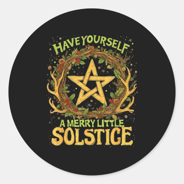 Adesivo Redondo Have Yourself A Merry Little Solstice Quote  (Frente)