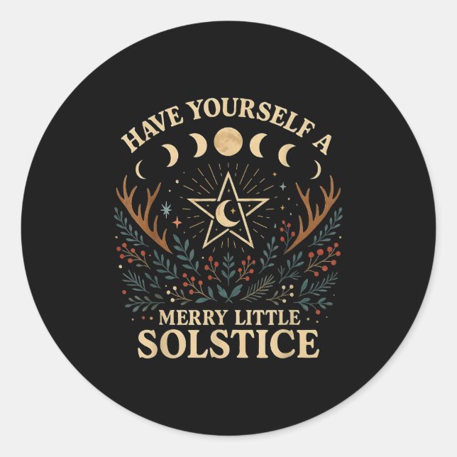 Adesivo Redondo Have Yourself A Merry Little Solstice Witchcore  (Frente)
