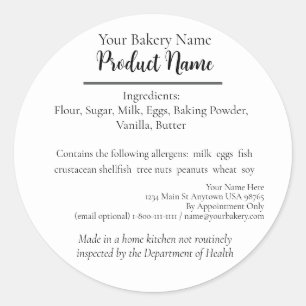 Adesivo Redondo Hawaii Cottage Comida Business White Baking Label