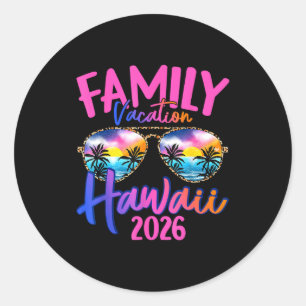 Adesivo Redondo Hawaii Férias Havaianas 2026 Lembrança Combinando