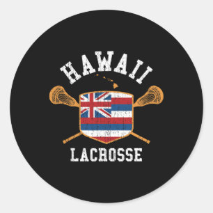 Adesivo Redondo Hawaii Lacrosse Vintage Aloha State Flag Lax Tee