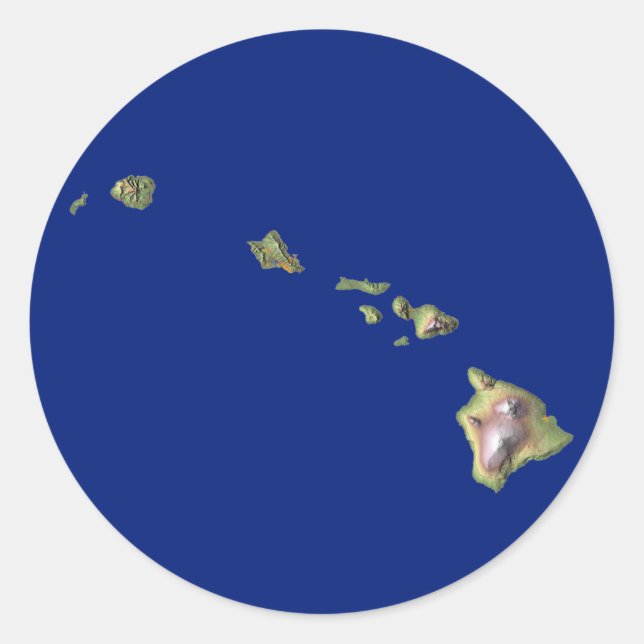 Adesivo Redondo Hawaii Map Sticker (Frente)