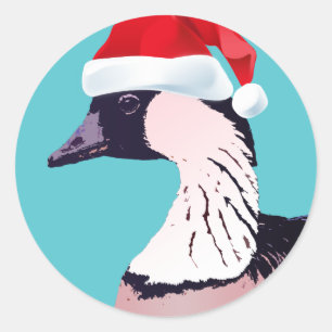 Adesivo Redondo Hawaii Nene Blue Christmas Goose Papais noeis Kali