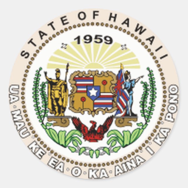 Adesivo Redondo Hawaii State Seal (Frente)