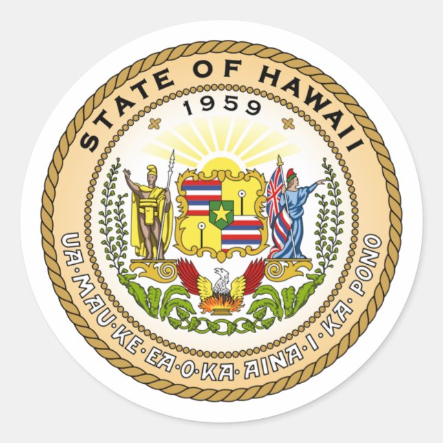 Adesivo Redondo Hawaii State Seal - (Frente)