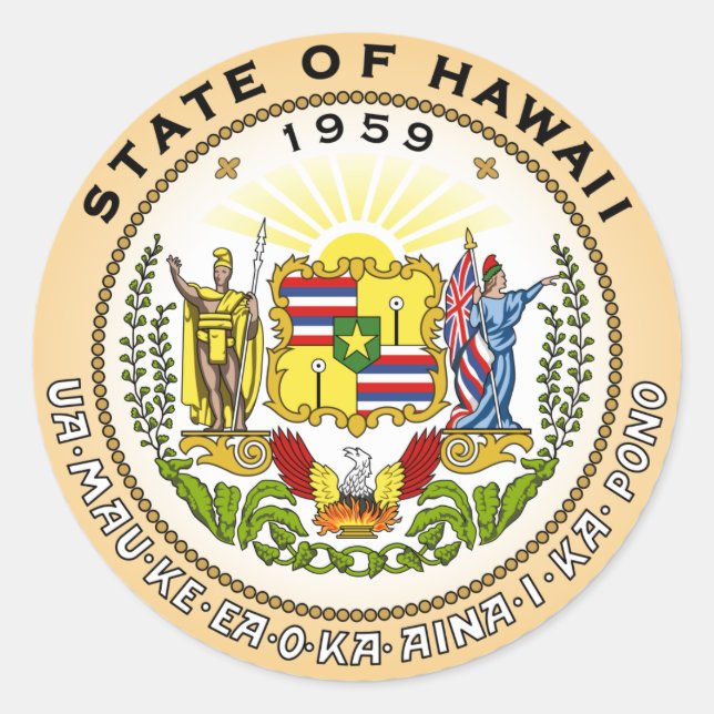 Adesivo Redondo Hawaii State Seal (Frente)