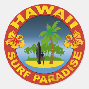 Adesivo Redondo hawaii surf desenho sticker