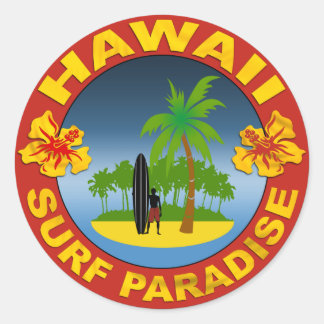 Adesivo Redondo hawaii surf desenho sticker