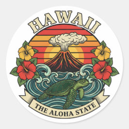 Adesivo Redondo Hawaii: The Aloha State