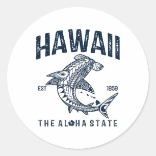 Adesivo Redondo Hawaii Tril Shark Aloha Polinésio Havaiano Praia 