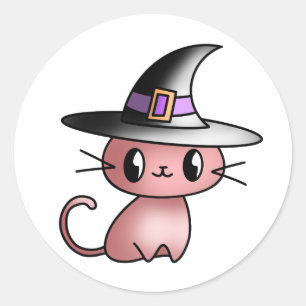 Adesivo Redondo Hawaii Witch Cat
