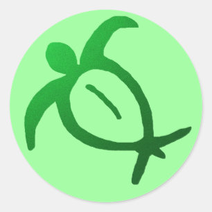 Adesivo Redondo Hawaiian Honu Petrogliph - Sticker