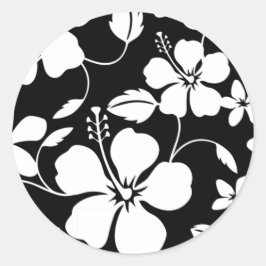 ADESIVO REDONDO HAWAIIAN HULA (HIBISCUS) PRETO