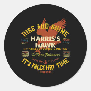 Adesivo Redondo Hawk Falconry Design Harris Hawk Falconry