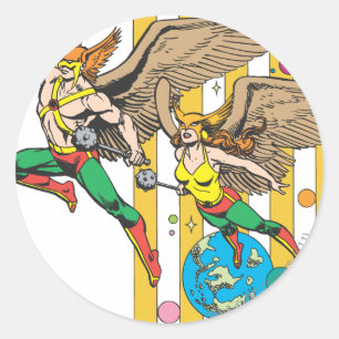 Adesivo Redondo Hawkman e Hawkgirl