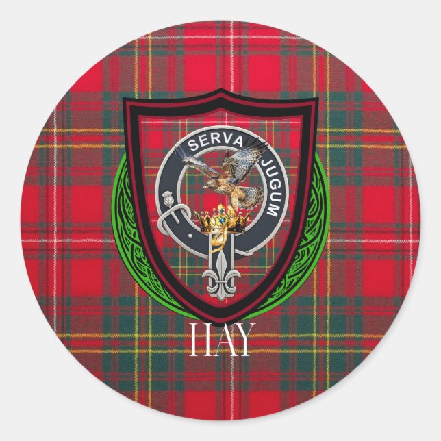 Adesivo Redondo Hay Scottish Clan Tartan & Crest (Frente)
