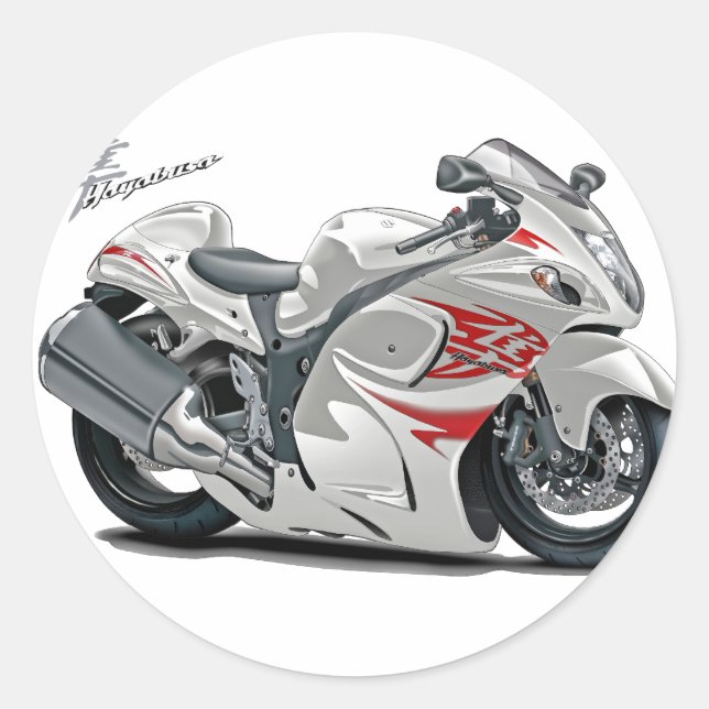 Adesivo Redondo Hayabusa White-Red Bike (Frente)