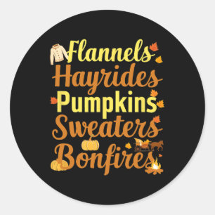 Adesivo Redondo Hayrides Flannel Bonfire Suéteres Queda Halloween