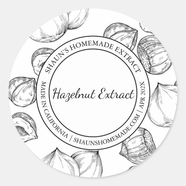 Adesivo Redondo Hazelnut Extract Sketch Modern label (Frente)