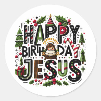 Adesivo Redondo HBD Jesus