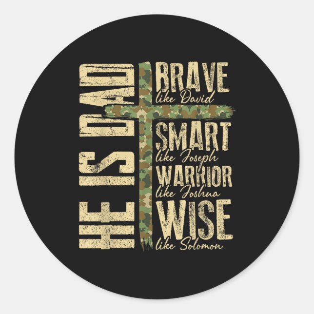 Adesivo Redondo He Is Dad Camo Religious Father's Day Christian Da (Frente)