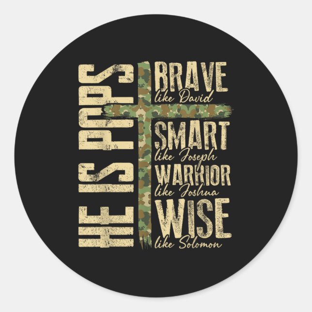 Adesivo Redondo He Is Ps Camo Religious Father's Day Christian Dad (Frente)