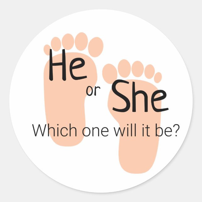 Adesivo Redondo He or She Gender Reveal (Frente)