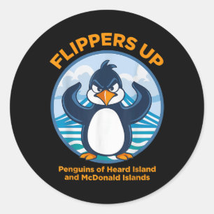 Adesivo Redondo Heard Island Penguin Protesto Contra a Tarifa