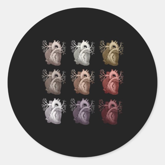 Adesivo Redondo Heart Anatomy Heart Disease Awareness Congenital H (Frente)