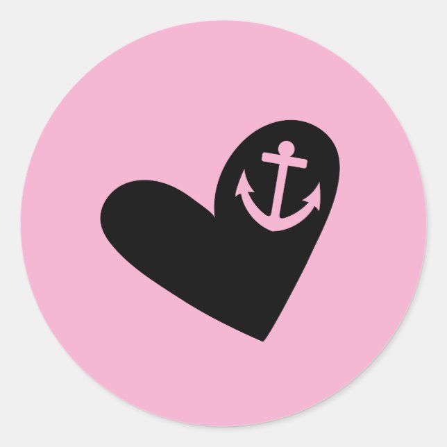 Adesivo Redondo heart and anchor pink (Frente)