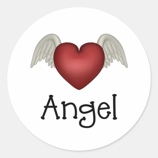 Adesivo Redondo Heart Angel Wings (Frente)