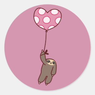 Adesivo Redondo Heart Balloon Sloth