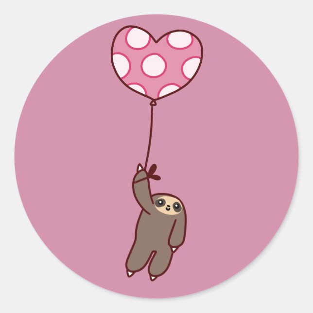 Adesivo Redondo Heart Balloon Sloth (Frente)