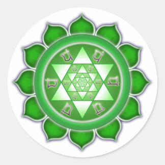 Adesivo Redondo Heart Chakra - Fractal Bloom