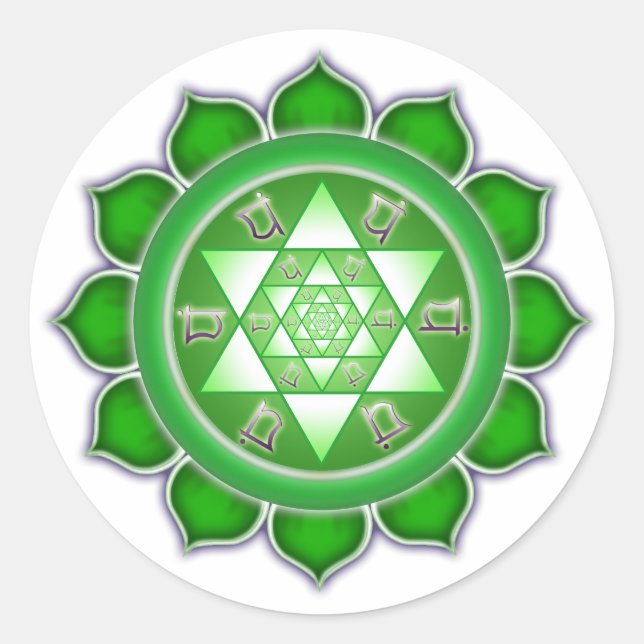 Adesivo Redondo Heart Chakra - Fractal Bloom (Frente)