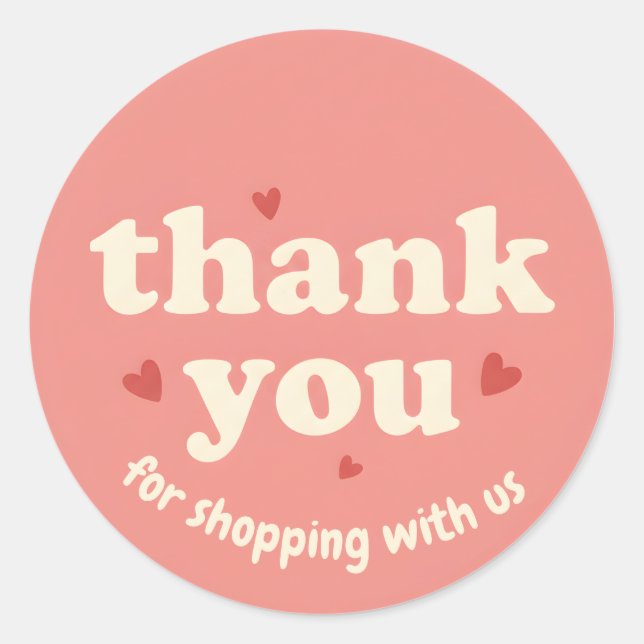 Adesivo Redondo Heart Design Thank You Business Sticker (Frente)