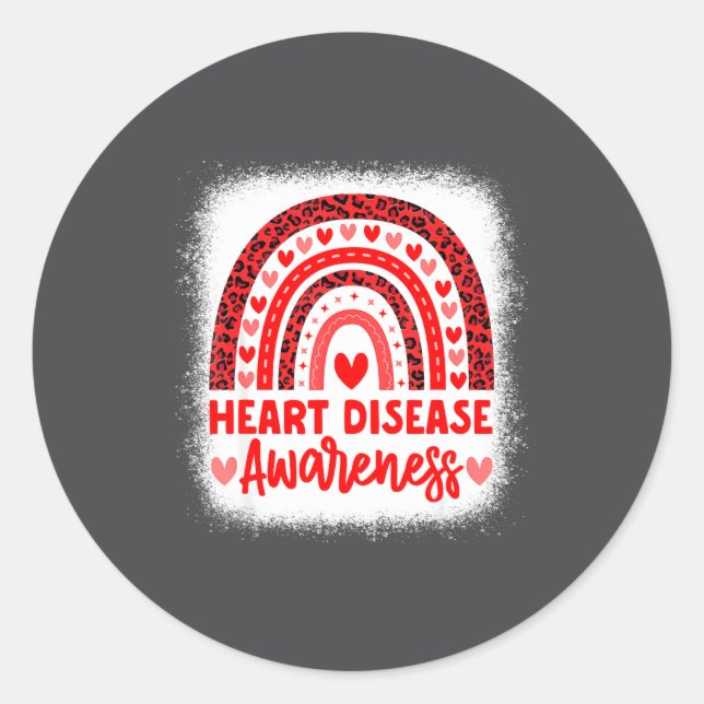 Adesivo Redondo Heart Disease Awareness Heart Month Rainbow Heart  (Frente)