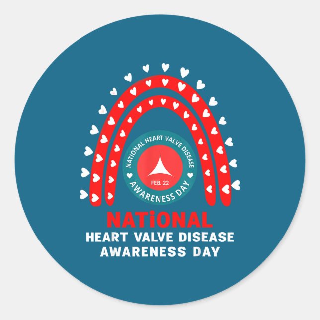 Adesivo Redondo Heart Disease Awareness - Heart Valve Disease Awar (Frente)