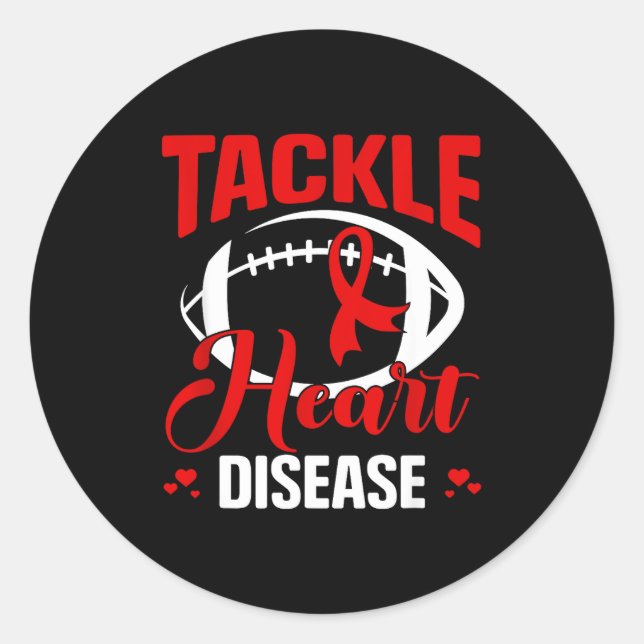 Adesivo Redondo Heart Disease Awareness Red Heart Tackle Heart Dis (Frente)