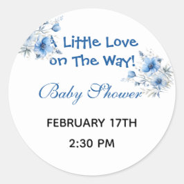 Adesivo Redondo Heart Glasses Teddy Bear Blue Baby Shower 