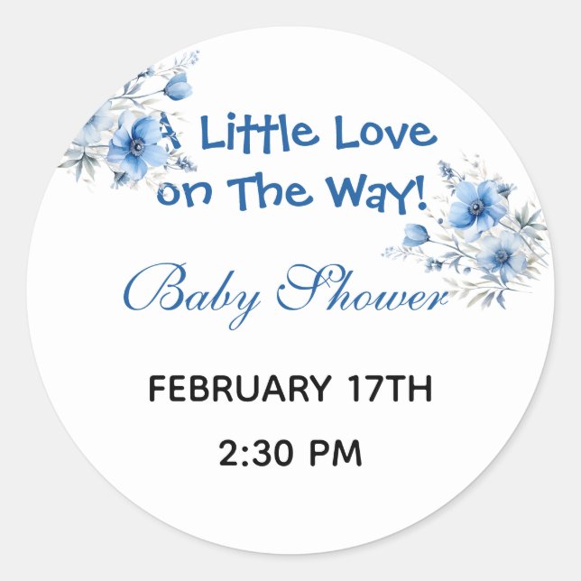 Adesivo Redondo Heart Glasses Teddy Bear Blue Baby Shower  (Frente)