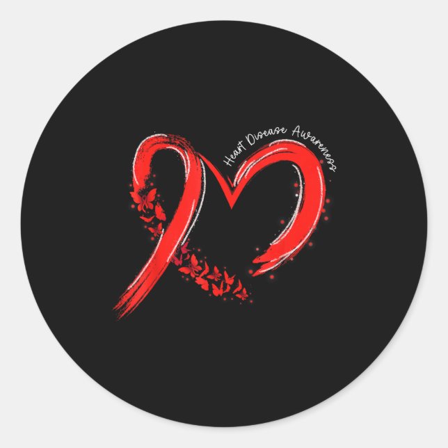 Adesivo Redondo Heart Health Heart Disease Awareness Chd Mens Wome (Frente)