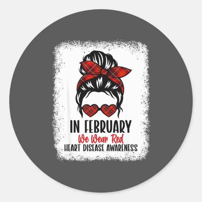 Adesivo Redondo Heart Health Heart Disease Awareness Heartbeat Chd (Frente)