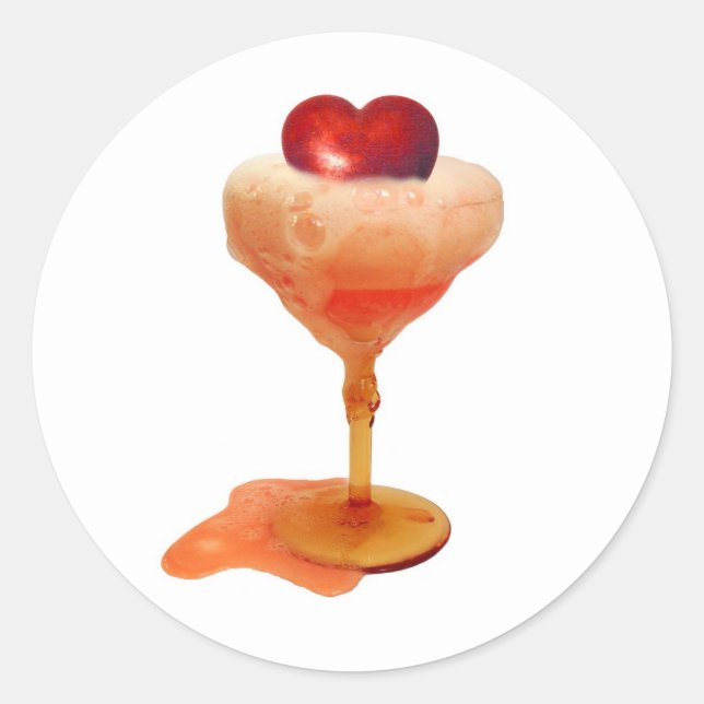 Adesivo Redondo Heart in Bubbly Drink Stickers (Frente)