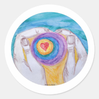 Adesivo Redondo Heart In Hands Circle, No Saying, Title, Dig Sig